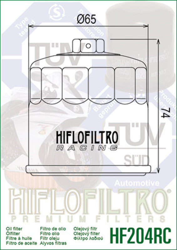 Filtro de aceite HIFLOFILTRO Racing - HF204RC