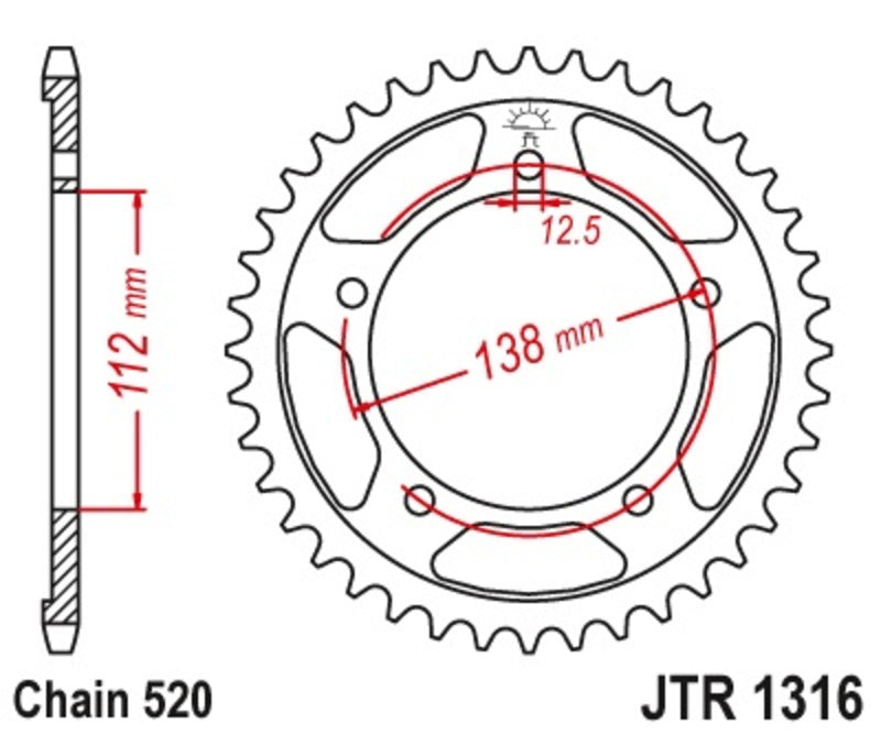 Corona 41 DIENTES  JT acero estándar 1316 - Paso 520