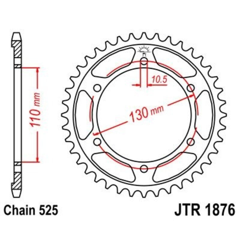 Corona JT 1876 de zinc negro con 45 dientes