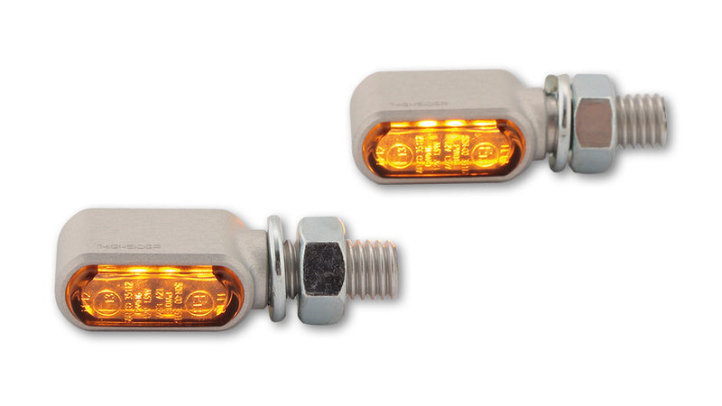 Intermitente LED HIGHSIDER pro Little Bronx - plata/ahumado - mecanizado CNC - homologado E - par