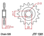 Piñón con goma anti-ruido JT SPROCKETS acero 1381 - 520