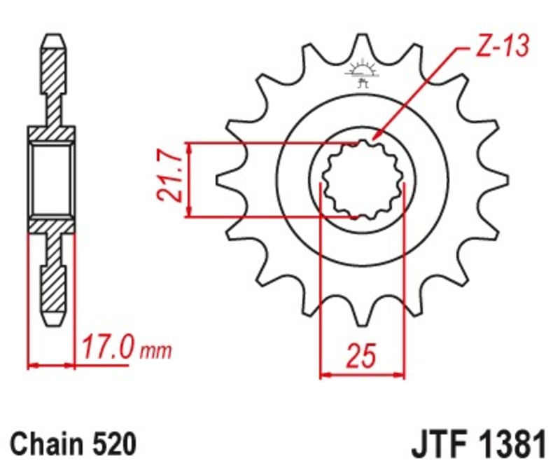 Piñón con goma anti-ruido JT SPROCKETS acero 1381 - 520
