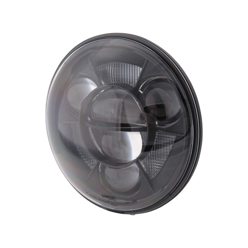 Óptica de faro delantero LED HIGHSIDER pro Type 11 - 7 inch - negro - 1 pieza