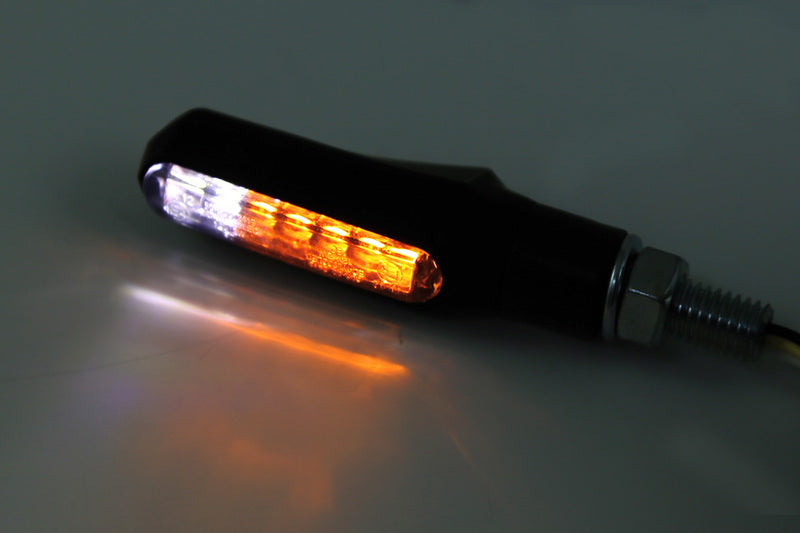 Intermitente/luz de posición LED HIGHSIDER smart Shorty Fin 2in1 - cristal ahumado - homologado E - Pareja