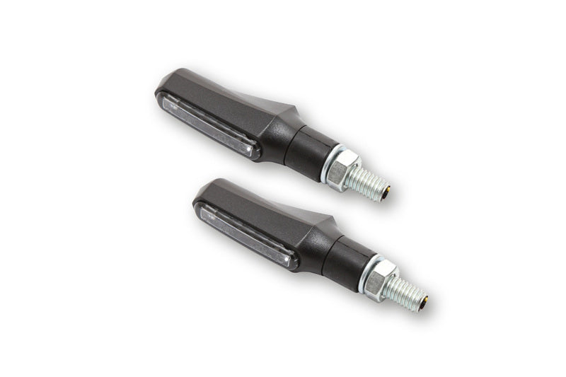 Piloto trasero/intermitente LED HIGHSIDER smart Shorty Fin 3in1 - cristal ahumado - homologado E - Pareja